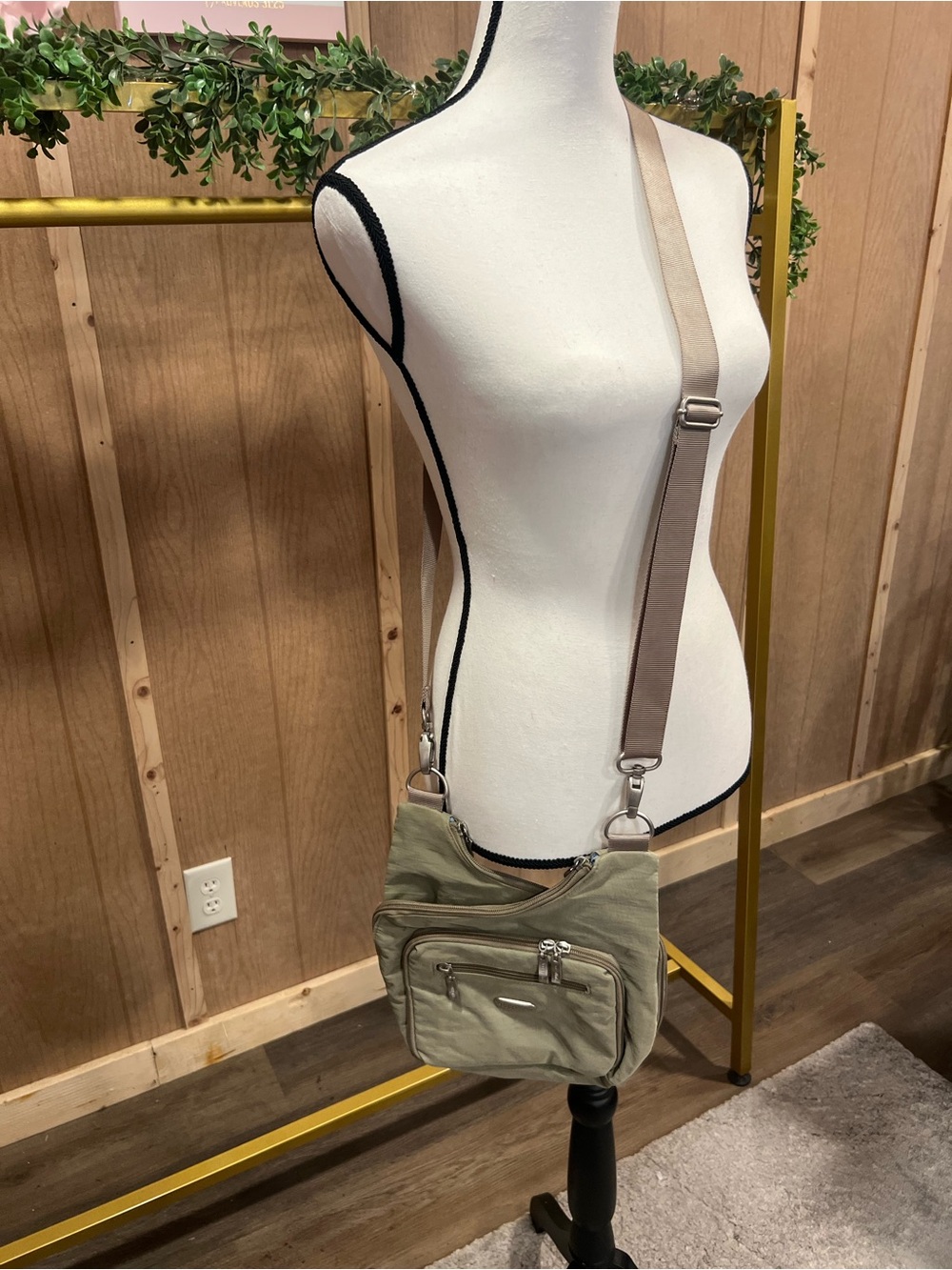 Baggallini Olive Crossbody Bag with Adjustable Strap